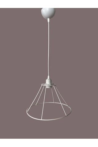 Konik Avize Teli , İskeleti Uzun Boy 30x18 Cm Beyaz Statik Boyalı Duy Takımı Dahil Beyaz