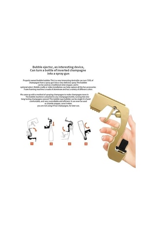 Pazly Plastik Metal Kabarcıklı Blaster Şampanya Şişesi Fışkırtma Tabancası - Vişne Çürüğü Eğlence Seti