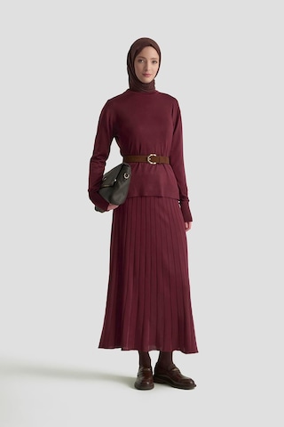 Armine Trend Eteği Çizgi Detaylı Triko İkili Takım Bordo 25kt601