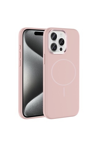 Zore İphone 15 Pro Max Kılıf M-safe Şarj Özellikli Metal Kamera Çerçeveli Ogaa Edi Silikon Kapak - Mor