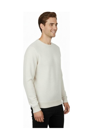 Erkek Sıfır Yaka Petek Doku Regular Fit Sweatshirt Bgl-st04950 Ekru