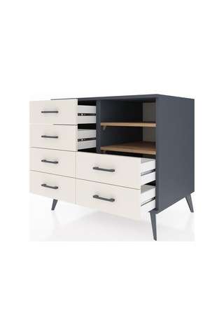 Kronos Şifonyer 2 Raflı 6 Çekmeceli 88x59x80 Antrasit-çam/aytaşı Çam/aytaşı