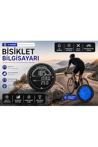 Kenly Bisiklet Bilgisayarı Km Saati Hız Mesafe Ölçer Lcd Ekranlı Su Geçirmez Kablolu Siyah