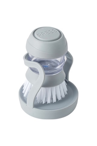 Innoshop Soap Dispenser Kitchen Brush Sıvı Deterjan Hazneli Bulaşık Fırçası ve Stand Gri
