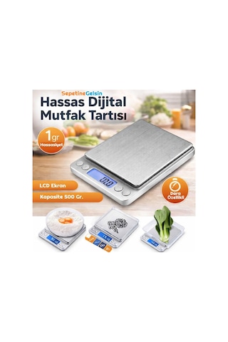 Sepetinegelsin Dijital Hassas Terazi 500 Gr/0.1 Gr. Tartı I-500 Gri