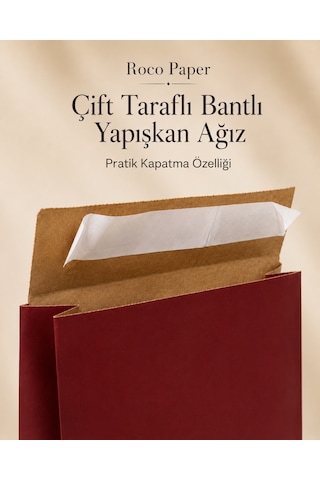 Yapışkan Bantlı Kraft Kese Kağıdı, Bordo, 25x8x30 Cm - 24'lü Paket, Hediye Ve Kargo Zarfı