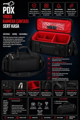 Pdx Video Kamera Çantası Sert Kasa 40x20x20 Cm