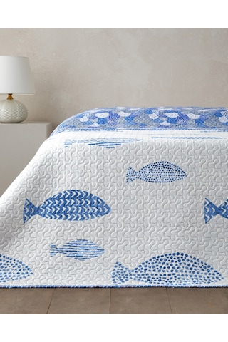 Pesca Wave Çift Kişilik Çok Amaçlı Örtü 200x220 Cm Mavi