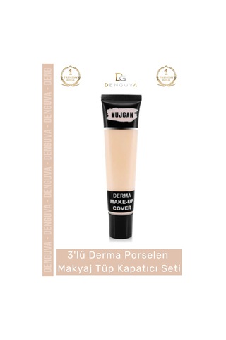Makyaj Mat Bitişli Aydınlatıcı Kontür Etkili 3'lü Derma Porselen Makyaj Tüp Kapatıcı Seti Çok Renkli