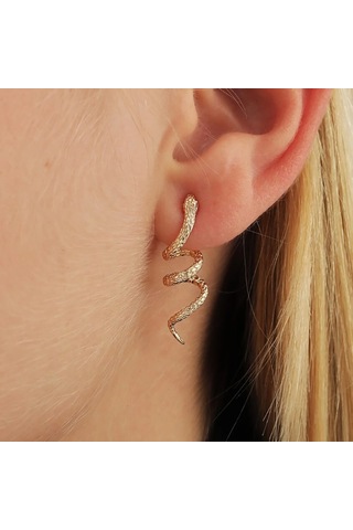 Kadınlar İçin Yılan Şeklinde Vintage Alaşımlı Küpeler, Şık Ve Abartılı Hayvan Küpeleri, Altın