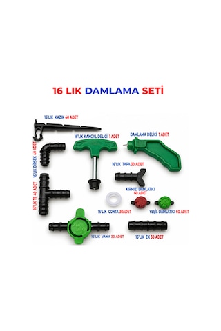 16' Lık Damlama Sulama Seti 372 Parça Bahçe Sulama Sistemi Seti Damlama Hortumu Set İçeriğinde Yoktur
