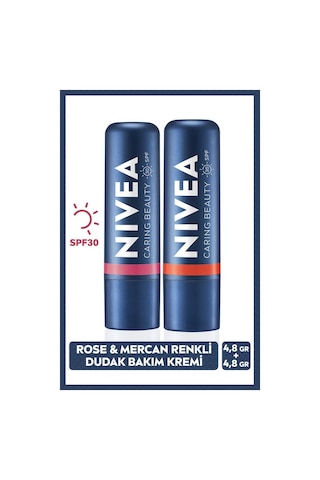 Rose Renkli Nemlendirici Dudak Bakım Kremi Ve Mercan Dudak Bakım Kremi 4,8gr Spf30, Allık Etkisi