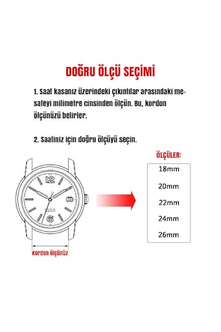 24mm Siyah Bombeli Saat Kordonu Antialerjik Kayış