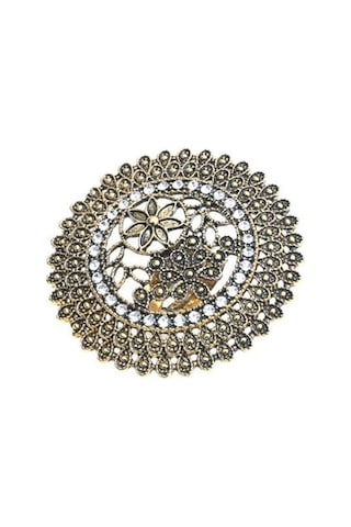 Altın Büyük Altın Rengi Kadın Midi Yüzük İşlemeli Çiçek Desenli Retro Parti Altın