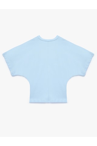 Koton Pamuklu Slim Fit Yarasa Kol Bisiklet Yaka Tişört Mavi 6sak50551ek
