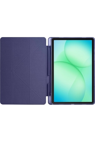 Samsung Galaxy Tab A11 Plus 2025 Kılıf Uyumlu Standlı Kalem Bölmeli Akıllı Trifolding Kapak Sm-x230 Lacivert