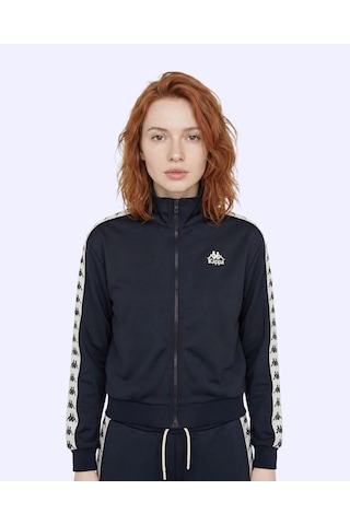 Kappa 222 Banda Alber Full Zip Kadın Siyah Regular Fermuarlı Eşofman Üstü