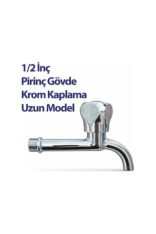 1/2'' Uzun Tip Musluk Lavabo Evye Bahçe Dış Mekan Uyumlu