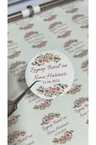 Kına Hatırası Yuvarlak Etiket 4 x 4 CM 108 Adet