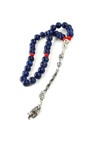 Lapis Lazuli Taşlı Çelik Püsküllü Tasarım Doğal Taş Tesbih 52228731