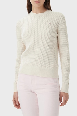 Tommy Hilfiger % 100 Pamuk Regular Fit Bisiklet Yaka Örgü Kazak Kadın Kazak Ww0ww44993 0f5 Bej