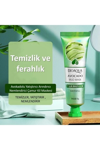 Bioaqua Avokado İçerikli Arındırıcı ve Nemlendirici Çamur Kil Maskesi 50 G