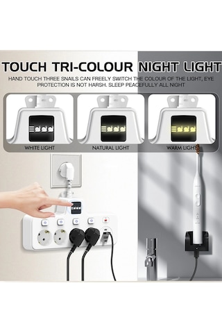 Termal Akım Korumalı 4'lü Duvar Tipi Priz 2x Usb 2x Type-c Çıkışlı Grup Priz Çoğaltıcı Beyaz 2500w 0 M