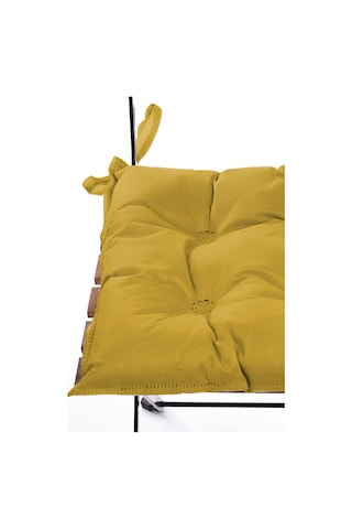 Adarya Home Düz Dekoratif Pofidik Sandalye Minderi Bağcıklı 40x40 Sarı Sarı