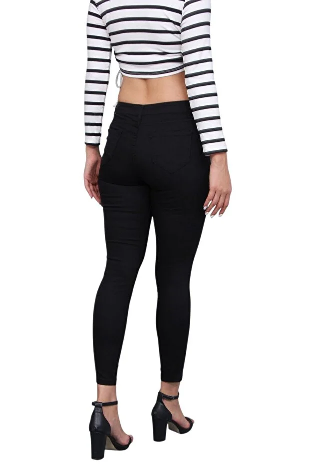 Dar Paça Gabardin Jeans Siyah