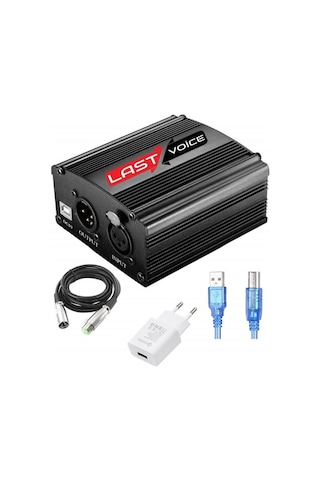 Lastvoice BM800 Full Black Mikrofon + Phantom Power + Mini Tripod + 7.1