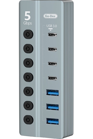 Go Des Gd-9212 7 İn 1 Çoklu Type-c Ve Usb Hub Çoğaltıcı Gri