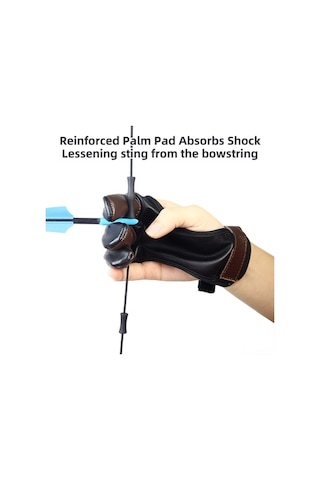 Pazly Okçuluk Eldiveni - Pu & Sığır Derisi - 3 Parmak - Siyah Kahverengi - S-xl Boyutlar - Kullanıcı Dostu, Dayanıklı Eldiven, Çocuk-yetişkin İçin Uygun