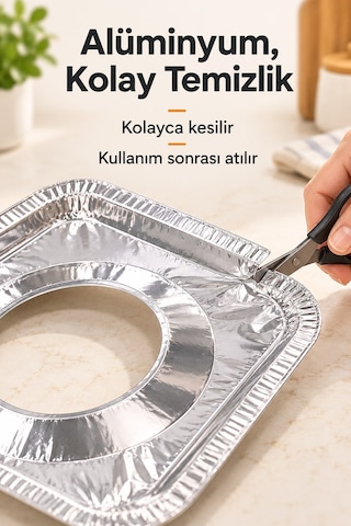 Ocak Üstü Yağ Sıçrama Önleyici Koruyucu Alüminyum Levha 23x23 Cm 10 Adet