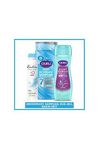 Duru Nem Bombası Kepeğe Karşı Şampuan 400 Ml&duru Body Scrub Ice Light Duş Jeli&emotion Deodorant Kepekli