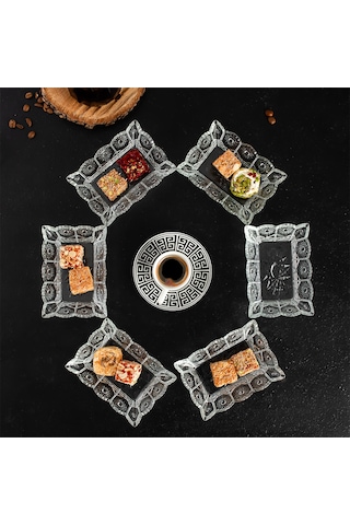 Porsima Almina 6'lı Kahve Yanı Lokumluk Sunumluk Cam Kase Seti