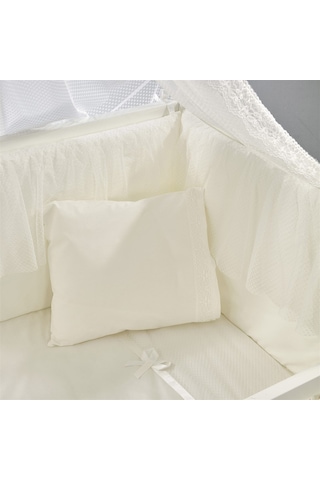 Meltem Kids Kral Sallanır Ahşap Anne Yanı Beşik 60x120 cm (beyaz-ekru) Ekru