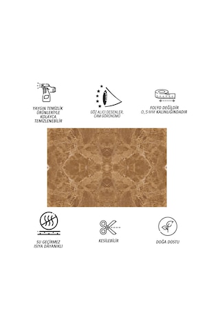 Tink Kendinden Yapışkanlı Açık Kahve Mermer Desenli Pvc Panel 41x62 Cm