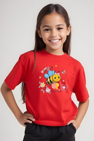 Fyk Kids Kız Çocuk Honey Baskılı Tişört Kırmızı