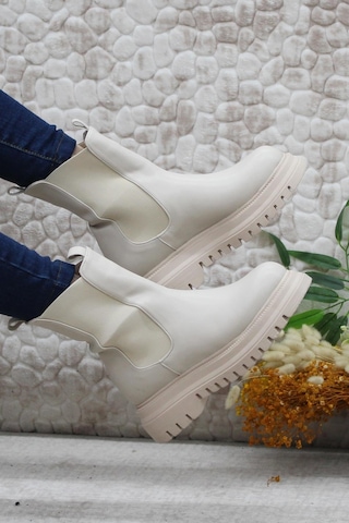 Mehmet Mete 351028 Bej Fashion Yiğimi Lastikli Sıcak Astar Kadın Bot 001