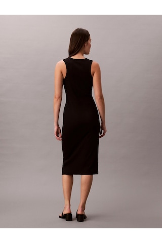 Calvin Klein Kolsuz Monologo 2x2 Bebek Fitilli Midi Kadın Siyah Elbise Lv047f242g-ub1 Siyah