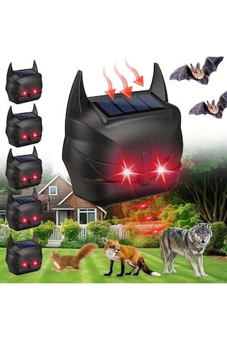 Motion003 Goxawee Siyah 2 Adet Güneş Enerjili Hayvan Kovucu Led Işıklı Kemirgen Savunucu Bahçe Çiftlik Koruma