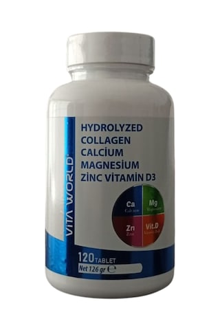 Vıtaworld Magn.cal.zinc.vit D3 Vit K2 Hydrolyzed Coll. 120 Tb