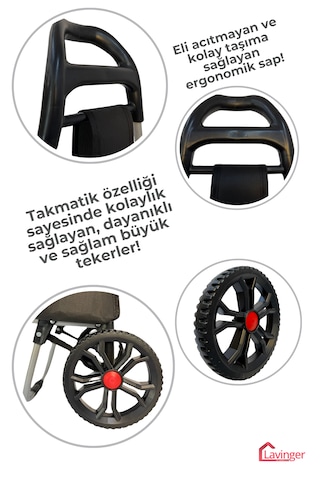 58a Pazar Arabası Plus Büyük Tekerli Siyah