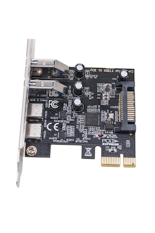 6094 Pcıe 2x Usb 3.0 + 2x Type C Hub Genişletme Kartı Pcı Express Adaptör Çoklayıcı Çoğaltıcı
