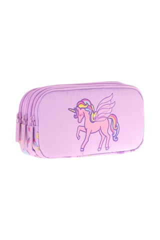 Kaukko Kids Üç Bölmeli Lila, Unicorn, Kız Çocuk Okul Kalemliği - L8221 Lila