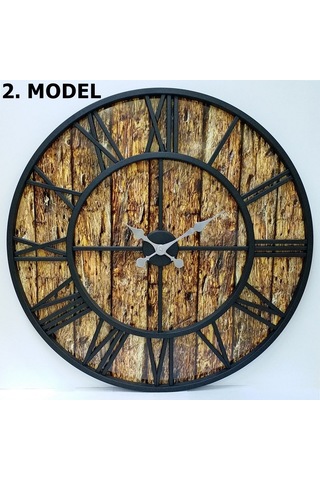 Otantik Ferforje Duvar Saati Dekoratif Metal 76Cm. Sessiz Çok Renkli