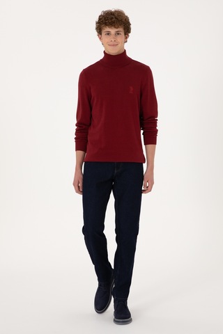 U.S. Polo Assn. Erkek Slim Fit Boğazlı Yaka Boğazlı Basic Kazak 50288884-VR014