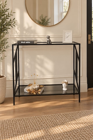 Teknor Siyah Çerçeveli Füme Camlı Modern Antre Dresuarı 100 Cm
