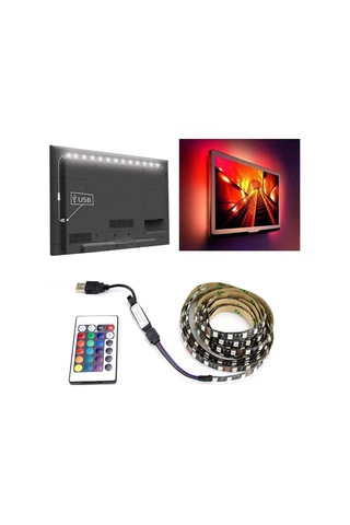 5v 5050 Rgb Usb Led Şerit Işık Rengi Değişen Tv Pc Arka Işık Ruh Hali Aydınlatması