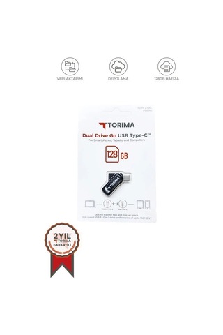 Özel Seri Dosya Taşıma Aktarım Usb Flash Bellek Type C Otg Çift Sürücülü 128gb Siyah